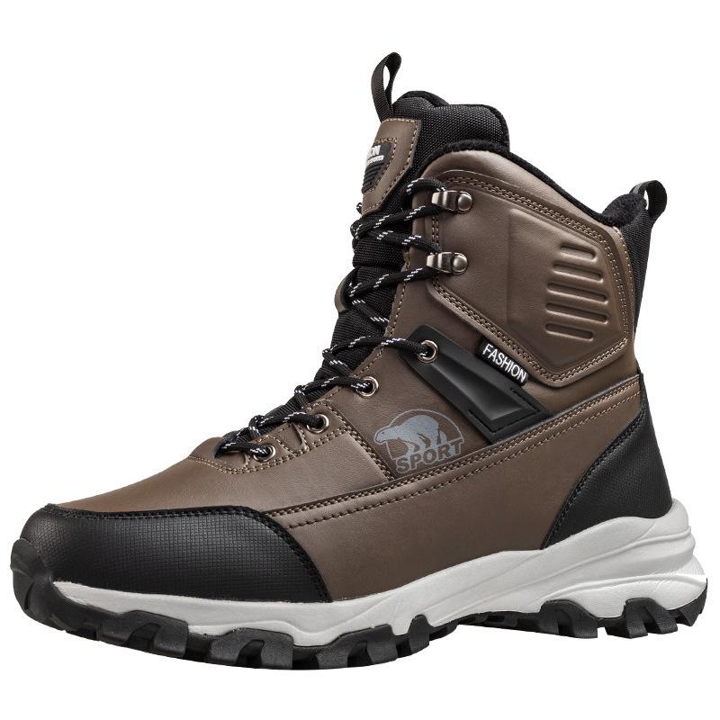 Men's Winter Warm Snow Boots With Fur Lined Outdoor Anti-Slip Waterproof Walking Ankle Booties for Male Comfortable Hiking Mid-Calf Boots Shoes