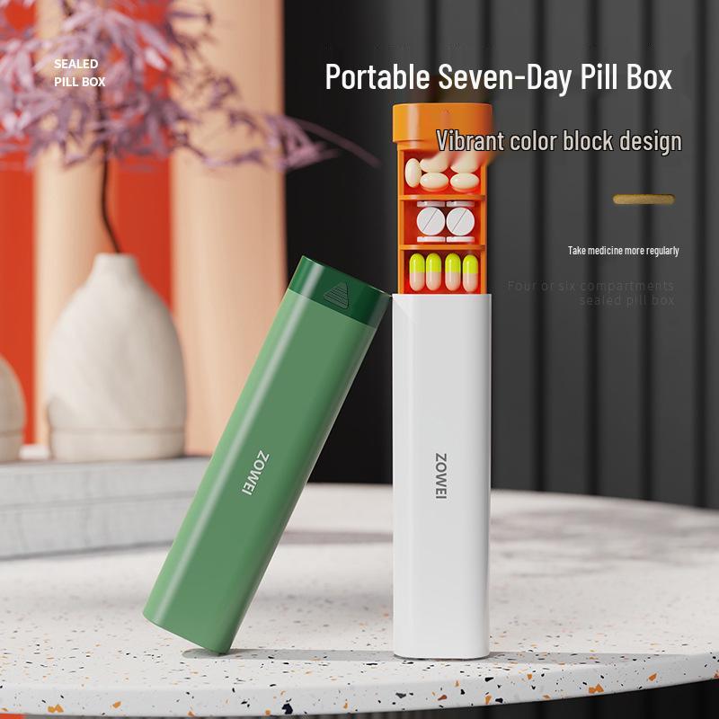 Portable 7-Day Pill Dispenser Box