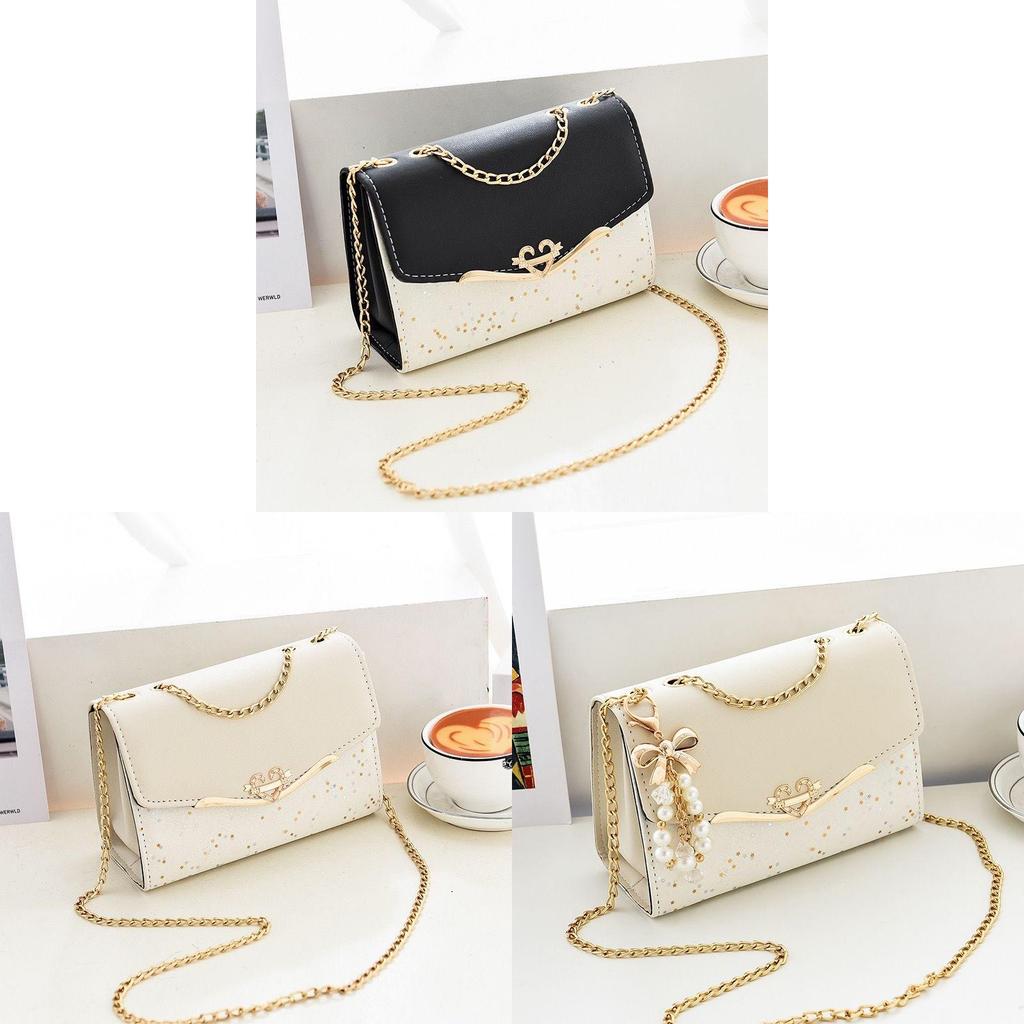 Pu Small Chain Shoulder Bag For Daily Use With Magnetic Closure And Sparkling Elements