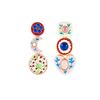 Bohemia Vintage Design with Diamond Inlaid Heart-shaped Pendant Asymmetrical Heart Flowers Earrings Women Party Vacation Jewelry
