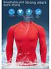 Men's Quick-Dry Red Long-Sleeve Sports Tights for Running and Basketball - Autumn/Winter Fitness Wear