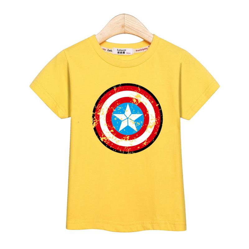 

3-13T Children Retro Shield T-shirt Boys Pentagram Tops Summer Short Sleeved Shirt Cotton Clothing 110cm