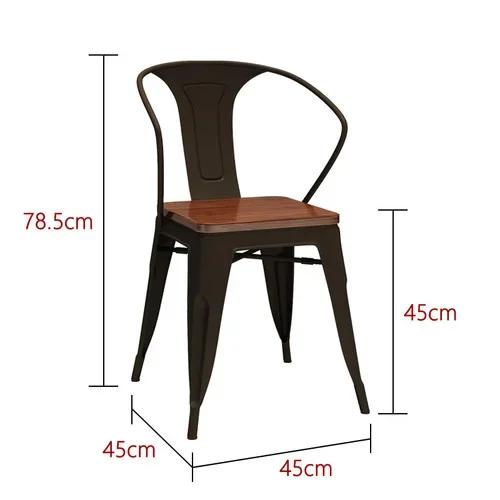 Scaun de sufragerie din fier la modă, scaun de cafea pentru restaurant, scaun creativ în stil european, retro, vintage, stil industrial, scaune simple din metal și lemn