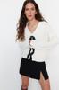 Women's Elegance Style Sweater Limited Edition Ecru Soft Textured Ribbon Bow Detailed Hair Knit Knitwear Sweater