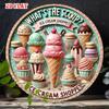 Retro Eis Metall Wandkunst D Flaches Aluminiumschild für Cafe Diner Küche Einfache Montage Süße Leckereien Dessert Dekoration