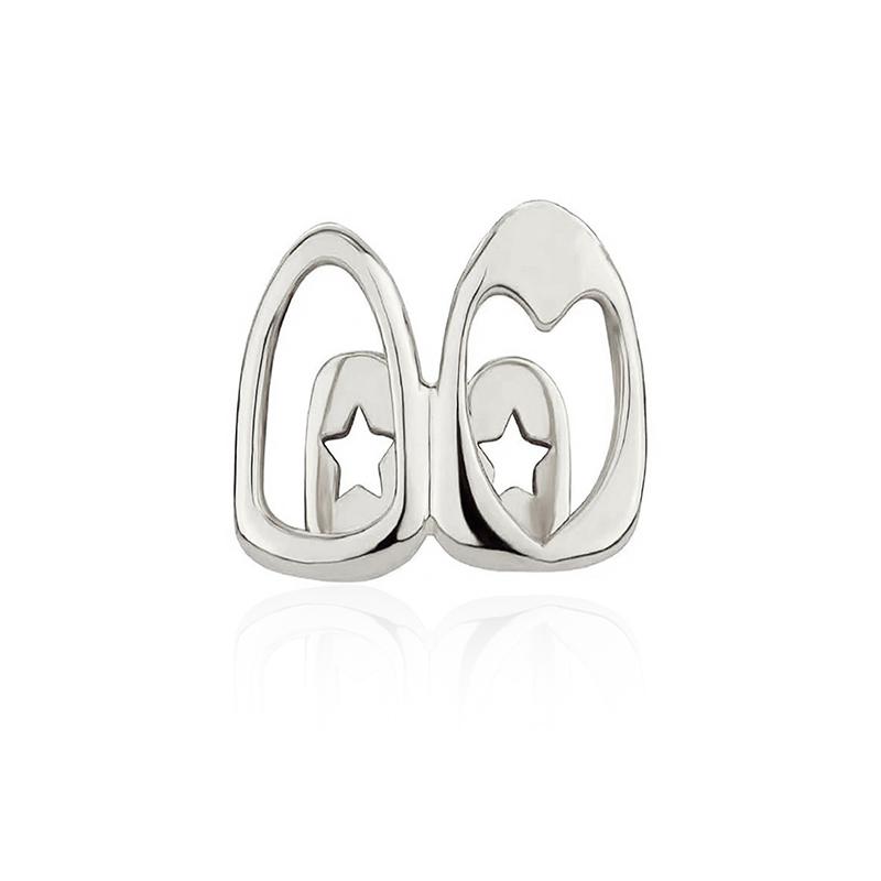 

1/2Pcs Gold/Silver Color Daily Wearable Tooth Jewelry Dental Grillz Hip Hop Hollow Heart Tooth Grillz For Women