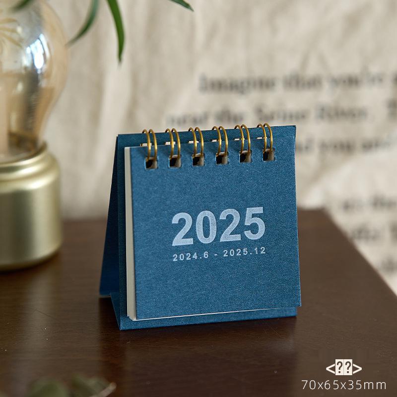 2025 Mini MUJI-Style Retro Desk Calendar | Punch Card & Lunar Features | Desktop Decoration & Ornaments