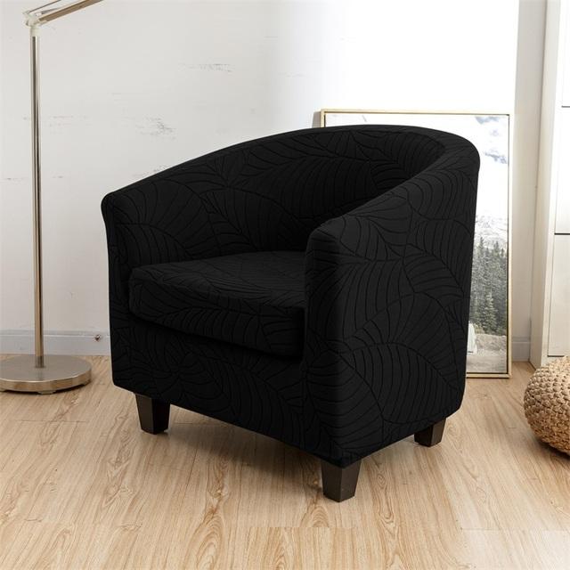 Leaves Jacquard Tub Chair Cover Stretch Armchair Cover Club Sofa Slipcover For Living Room Couch Covers With Seat Cushion Covers