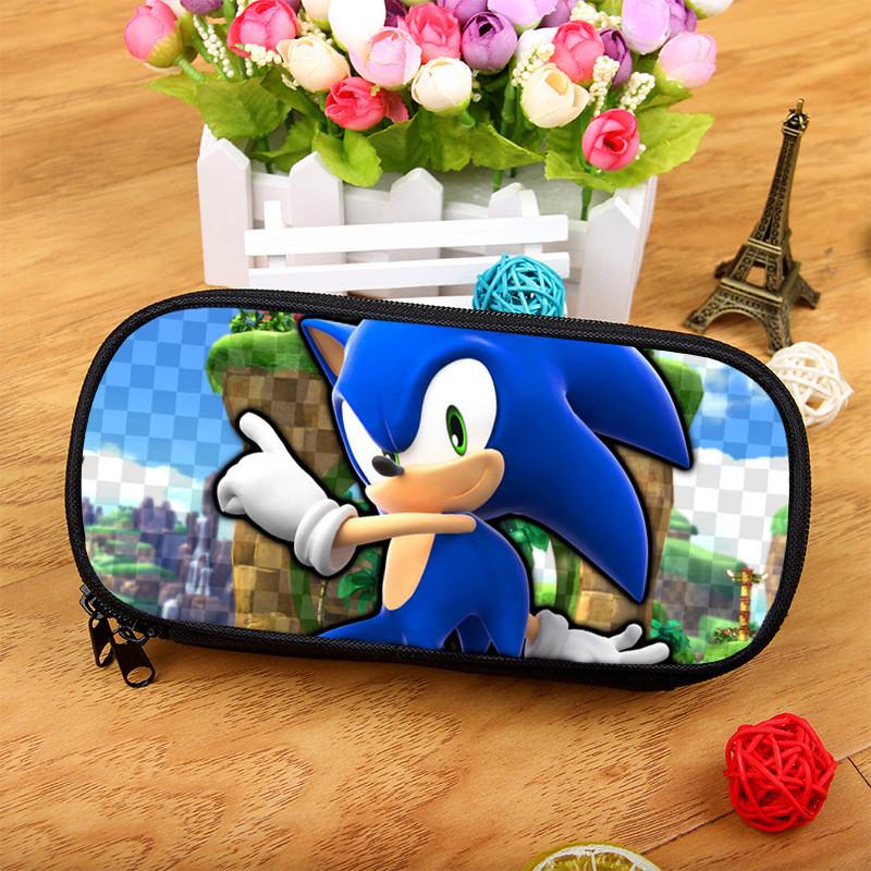 Sonic The Hedgehog Large Capacity Pencil Case With Nylon Material For School Supplies