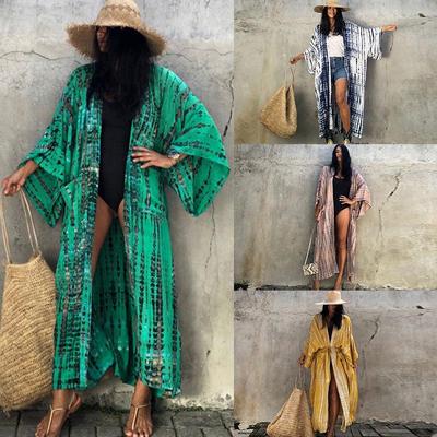Schnür-Print-Cardigan Strand-Cover-up: Europäischer & Amerikanischer Stil Sonnenschutzhemd