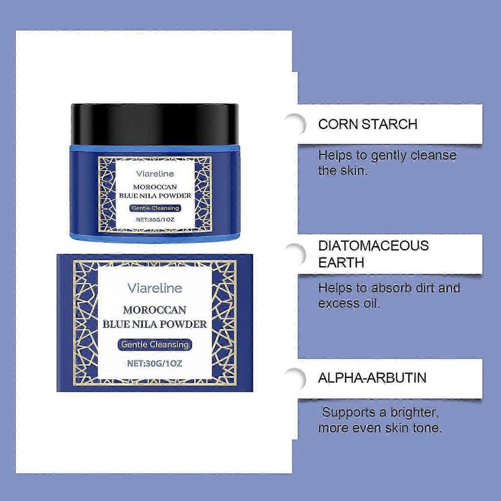 Moroccan Nila Powder for Skin, Moroccan Nila Facial Mask, Brightening & Skin Smoothing Clay Mask W/ Indigo Powder