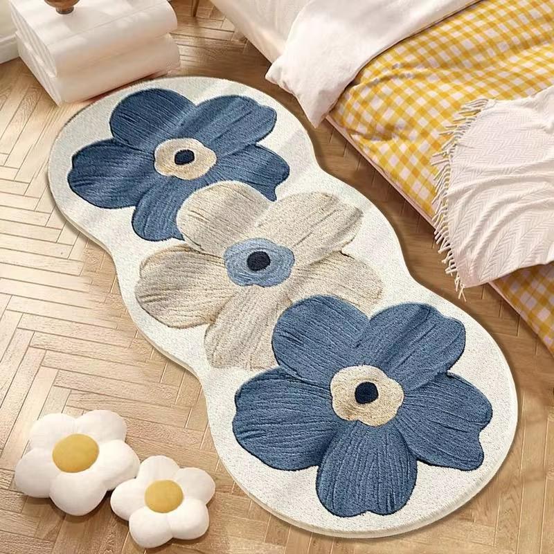 

Nordic Ins Style Flower Shaped Carpet Bedroom Bedside Blanket Soft And Comfortable Home Decoration 50X120CM(1.6X3.9FT