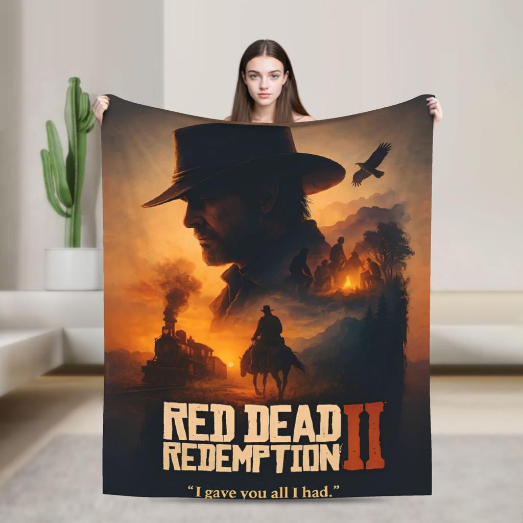 Warm Soft Blanket Travel Office Arthur Morgan  RDR 2 West Cowboy Vintage Bedding Throws  Flannel Bedspread For Sofa Bed Cover