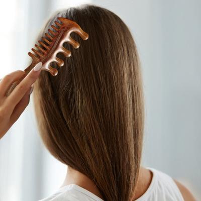 Wooden Scalp Massage Comb Long Handle Multi-functional Meridian with Ergonomic Fine Wide Tooth Comb