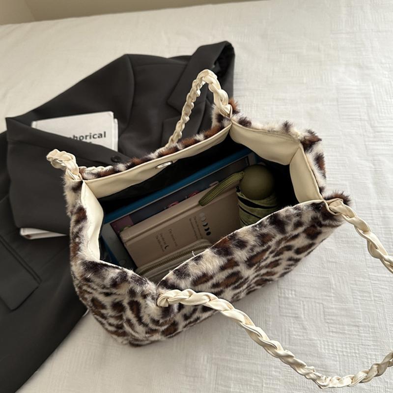 Retro Leopardendruck Tragetasche Große Kapazität Lässig Vielseitig Pendler Umhängetasche Herbst Winter Neuer Stil Beuteltasche