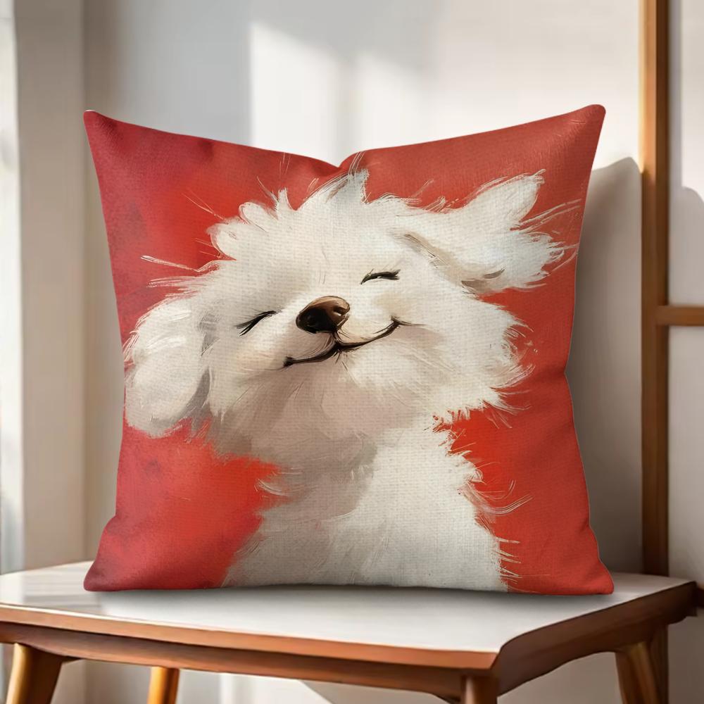 Dog Cushion Cover Natural Linen Organic Fabric DoubleSided Printing Couch Pillow Covers Home Decor Gift