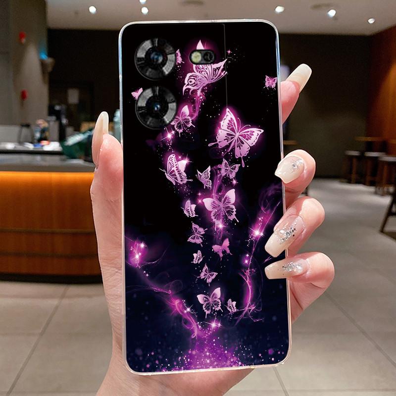 For Techno Pova 5 LH7n 5Pro LH8n Phone Case Tecno Pova 5 Pro Case Clear Luxury Fashion Butterfly Flowers Soft TPU Silicone Cover