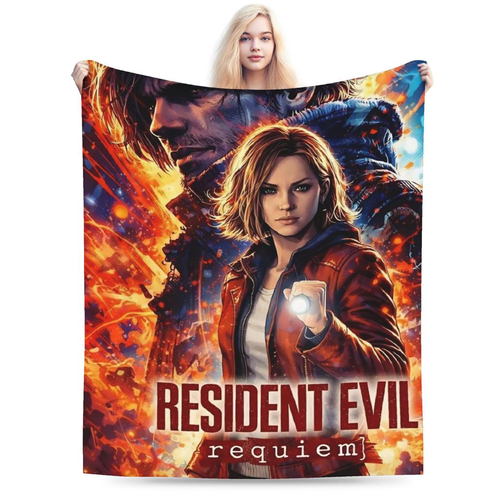 Residents Evils 9 Leon Keneddy Blanket Multi-size Warm Cozy Fluffy Games Throw Blankets for Couch Sofa and Bed