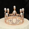 Original Flowers Children's Round Crown Hair Accessories Bridal Jewelry Cake Baking Highlight Pearl Crown King