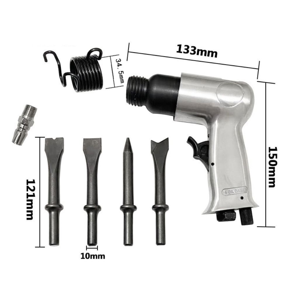 Marteau piqueur pneumatique durable type droit Poignée puissante 1/4" Marteau piqueur industriel manuel Tête d'élimination de la rouille