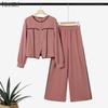 ZANZEA Damen Langarmbluse und Hose Elegante zweiteilige Anzugsets