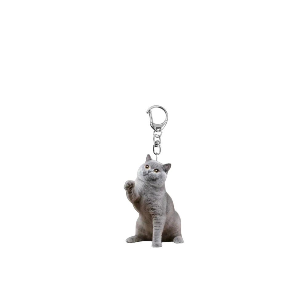 Lovely Cat Keychains Cow Cat British Shorthair Acrylic Pendant Children Funny Keychains Girl's Schoolbag Ornament