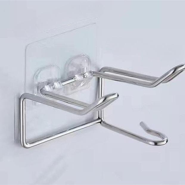 1Pc Stainless Steel Hair Dryer Rack Toilet Non-punching Hair Dryer Bracket Bathroom Hair Dryer Wall Rack