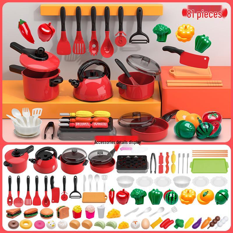 Mini Kitchen Pretend Play Cooking Set for Kids: Fruit Cutting & Kitchenware Toys