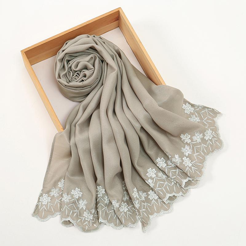 9 Colors Glitter Hijab Cotton Polyester Scarf Wraps Plain Shawls Rayon Fabric Silk Silver Wire Muslim Scarf Women Instant Hijab