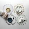 Yousheng Scalloped Round Placemat Waterproof Faux Leather Placemat Elegant Heat Insulation Dining Mat for Indoor or Outdoor Table Wedding