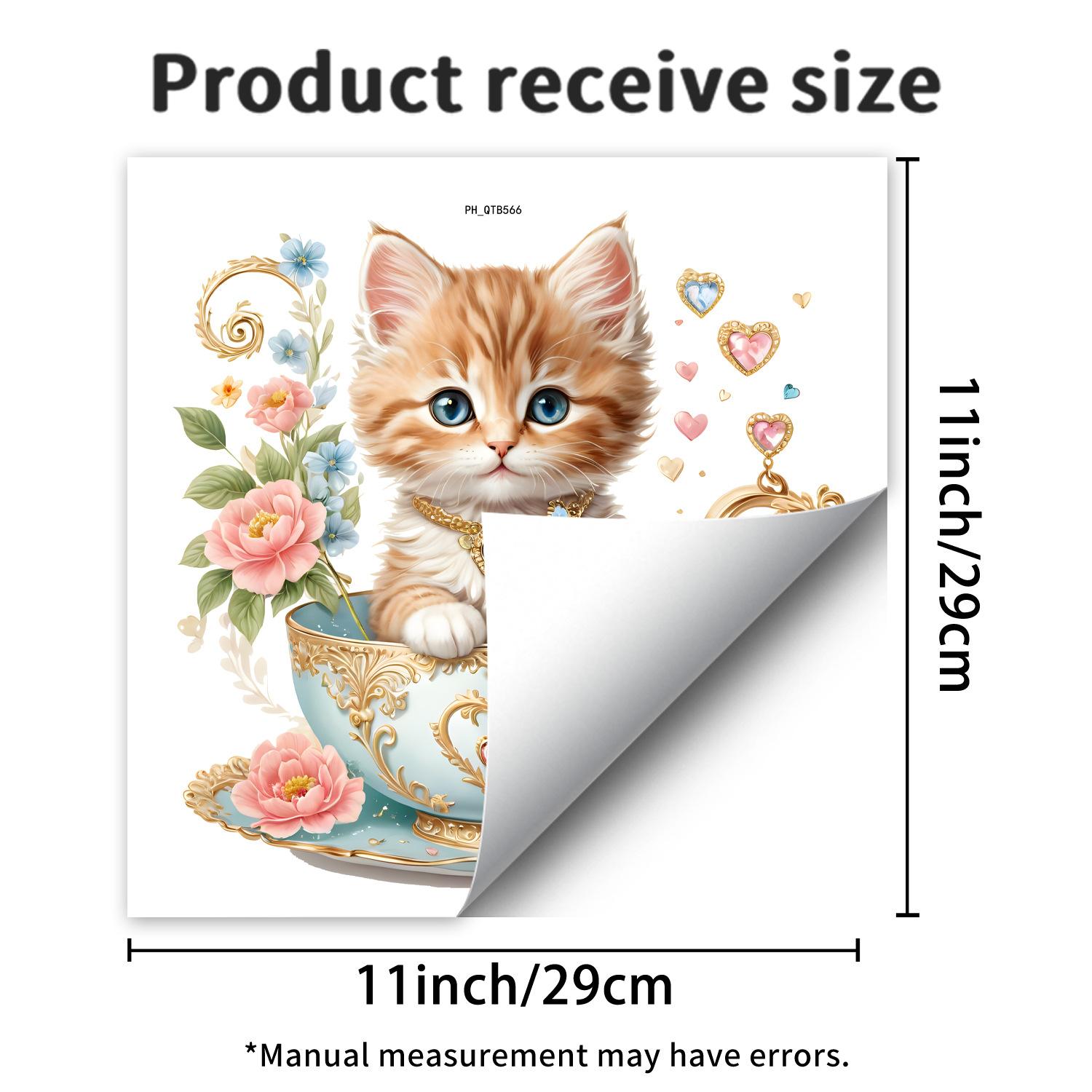 

Кошка с чашкой цветов Любовь Декор для прихожей спальни Самоклеящиеся наклейки