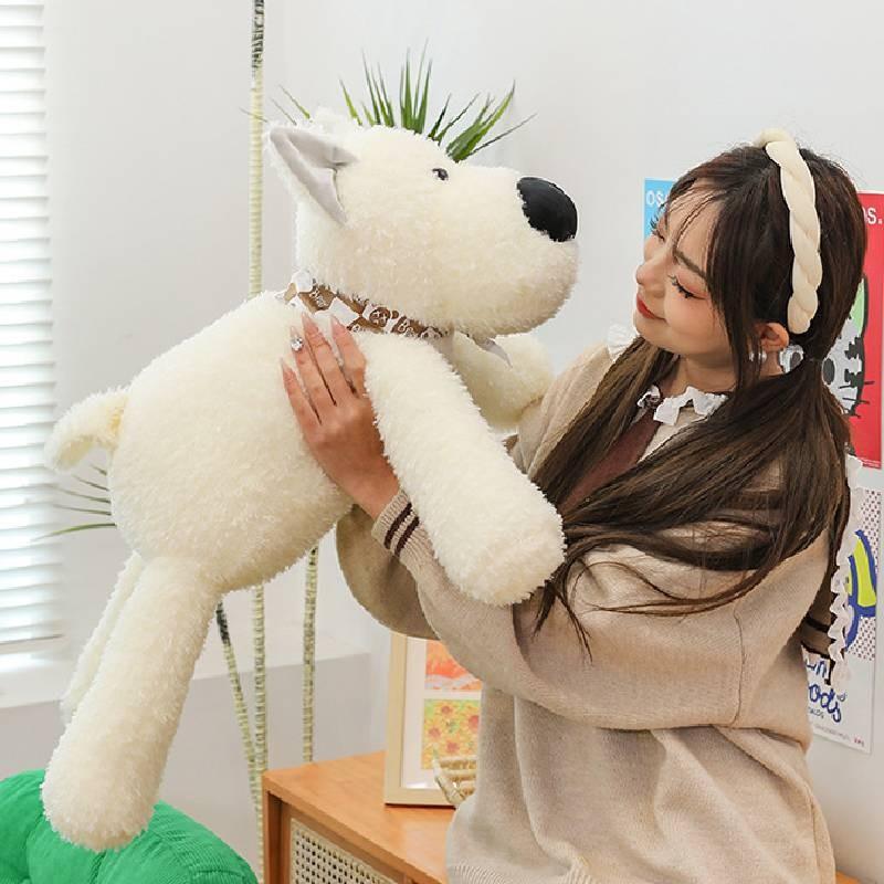 White Highland West Terrier With Shark Scarf Plush Toy Stuffed Animal Dolls