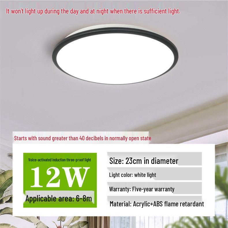

LED Smart Motion Sensor Ceiling Light - Waterproof, Sound-Control, Ideal for Hallways, Bathrooms, and Balconies Sound and Light Sensor Ceiling Light