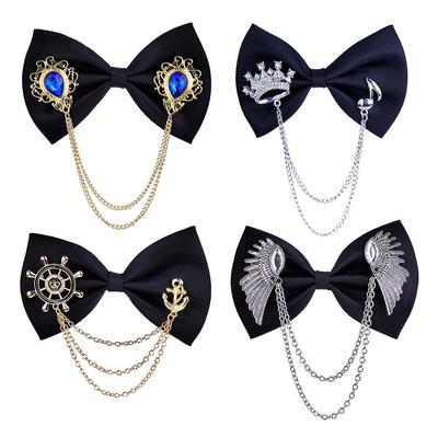 Men's Gothic Japanese & Korean Lapel Pin Bow Tie for Weddings - Vintage Punk Style Boutonniere
