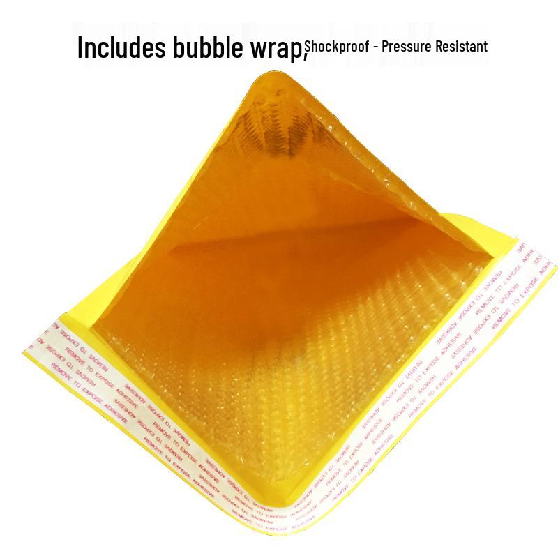 Yellow Kraft Shockproof Bubble Mailer - Self-Sealing Cross-Border Packaging Envelope