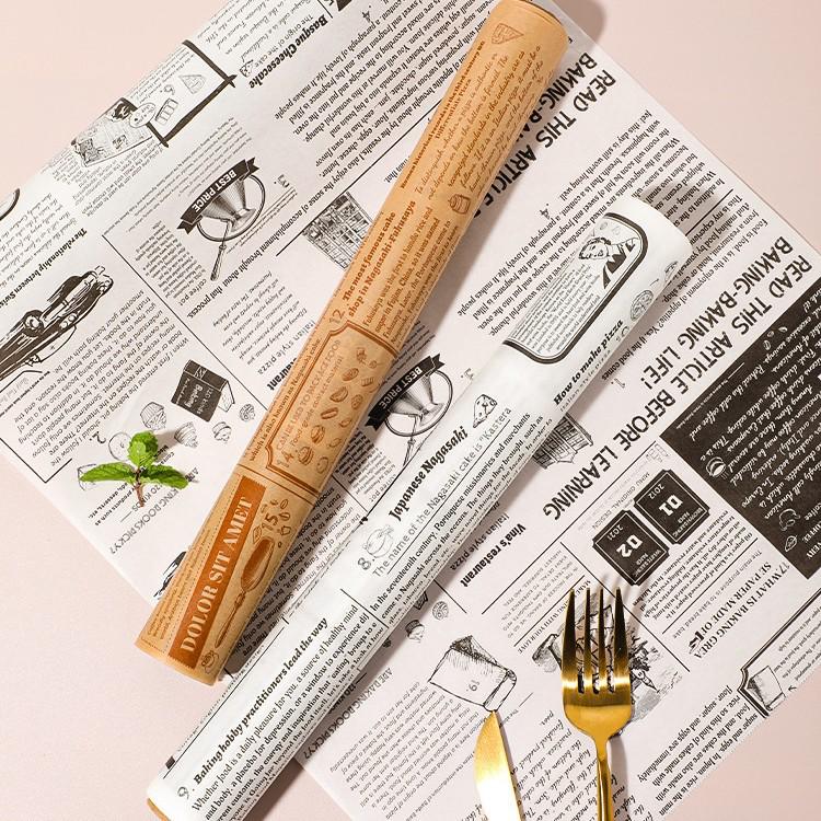 Silicone Oil-Proof Baking Paper with English Retro Print for French Fries, Sandwiches, Burgers, Bread, and Pizza