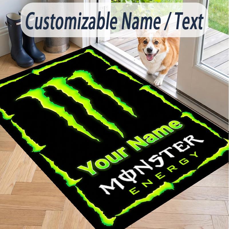 Custom Text Printed Rug Monster Energy Non Slip Floor Carpet For Home Room Decor