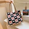 New Printed Large Capacity Fashionable Commuting Women's Bag for College Students In Class One-shoulder Tote Bag Handheld Cotton and Linen Bag Trend
