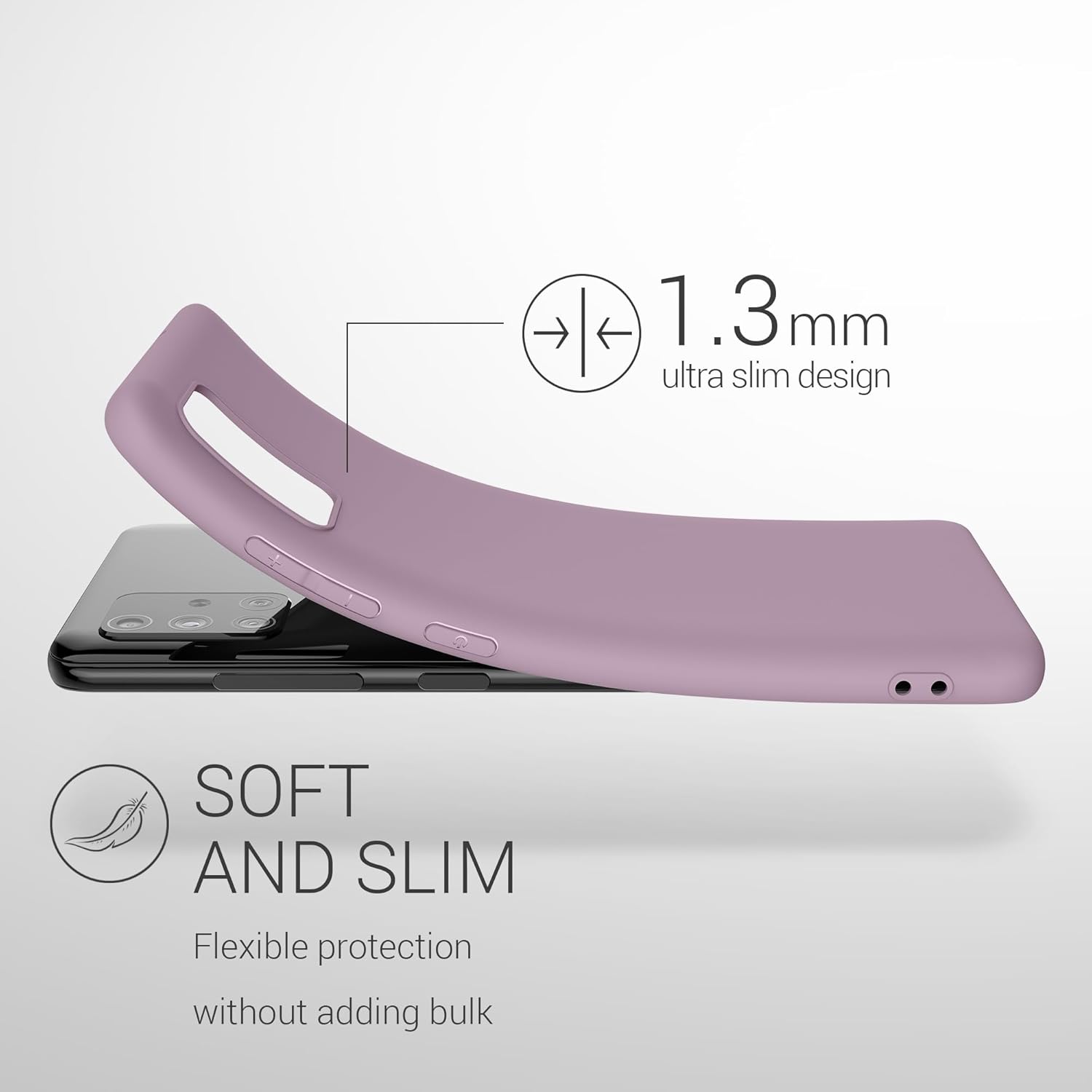 kwmobile Case Compatible with Samsung Galaxy A51 Case - Soft Slim Protective TPU Silicone Cover - Nude Lilac