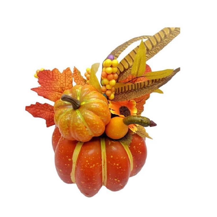 Multipurpose Charm Artificial Pumpkin Container with Flower Long Time Use Home Accessory and Office Decoration