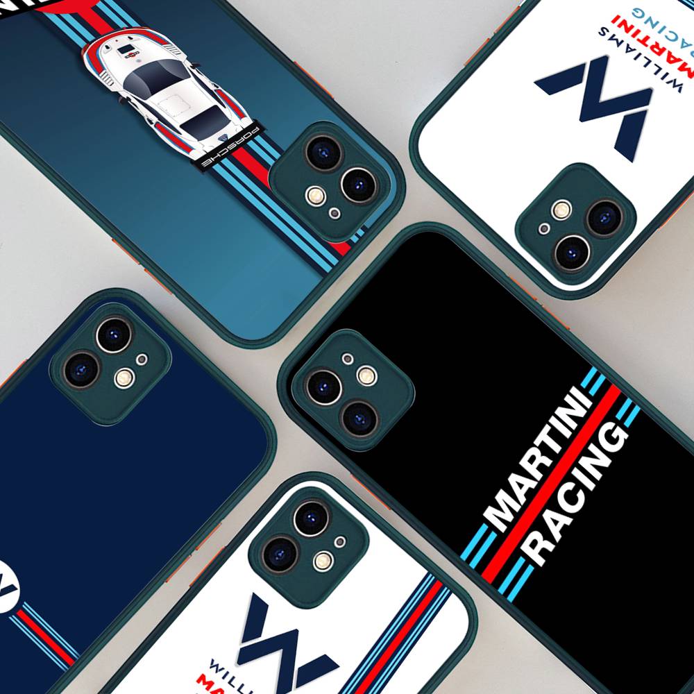 Custodia protettiva opaca a strisce orizzontali M-Martini Racing per iPhone 16 15 14 13 12 11 Pro Max X XS MAX Custodia protettiva