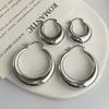 925 Sterling Silver Vintage Earrings For Women Trendy Simple Round Big Earring Jewelry Prevent Allergy Party Accessories Gift
