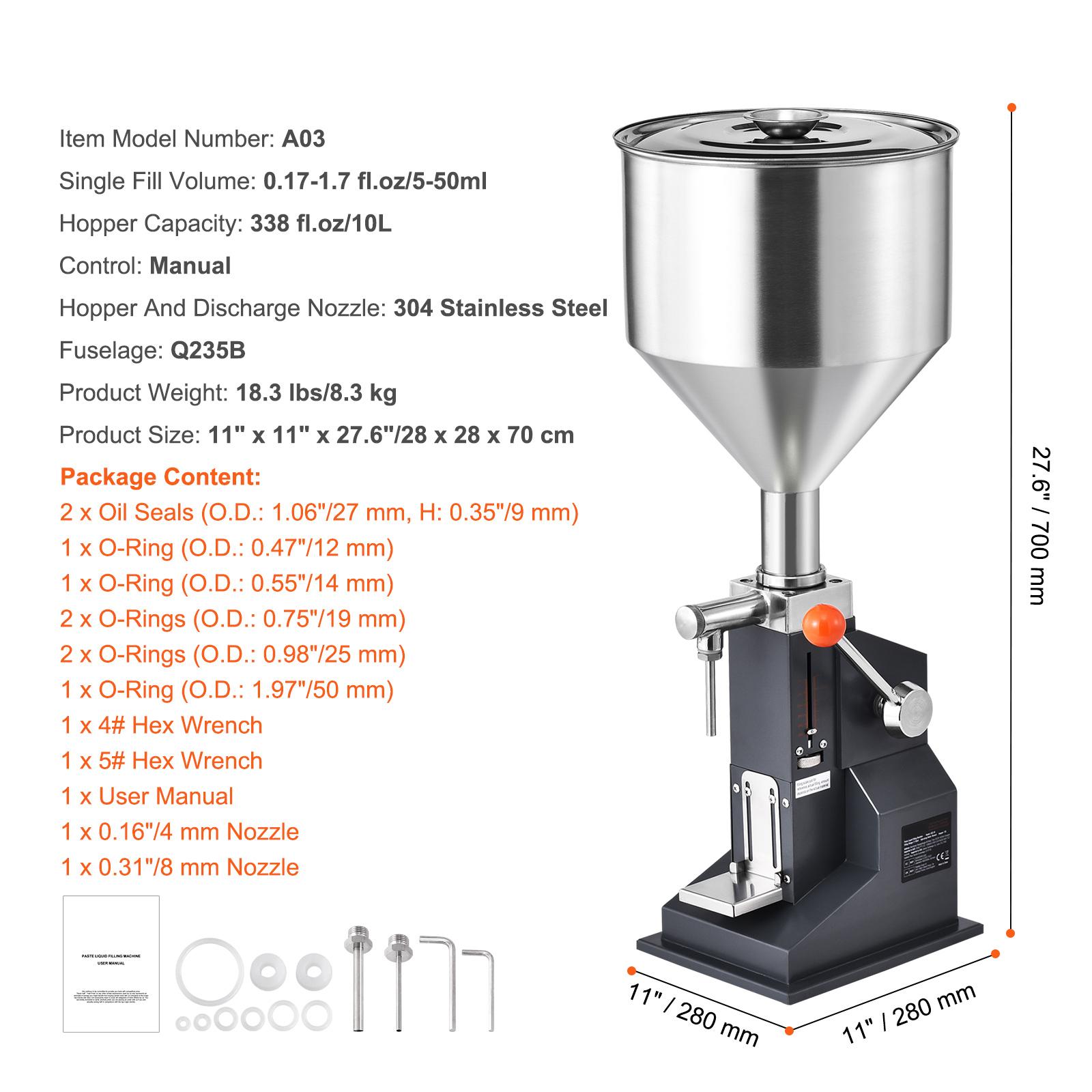 

SucceBuy 5-100мл /5-50мл Ручная машина для розлива пасты и жидкости с бункером Регулируемый наполнитель для бутылок для молока, воды, шампуня, меда