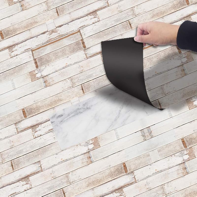 Wood Grain Peel and Stick Vinly Floor Wall Sticker, Non-Slip Tiles Transfer Sticker Roll for Floor Wall, Herringbone, 7.87x118inch