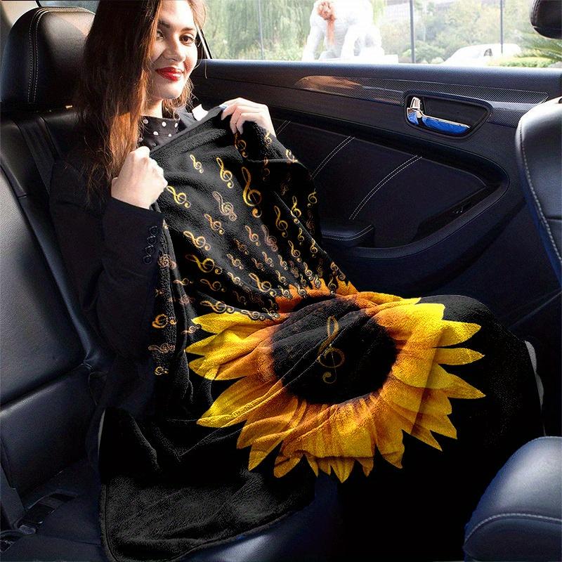 1pc Sunflower Printing Lightweight Flannel Blanket, Comfortable and Warm Blanket, for Camping Sofa Bed and Couch Office, Suitable for Gift Bl