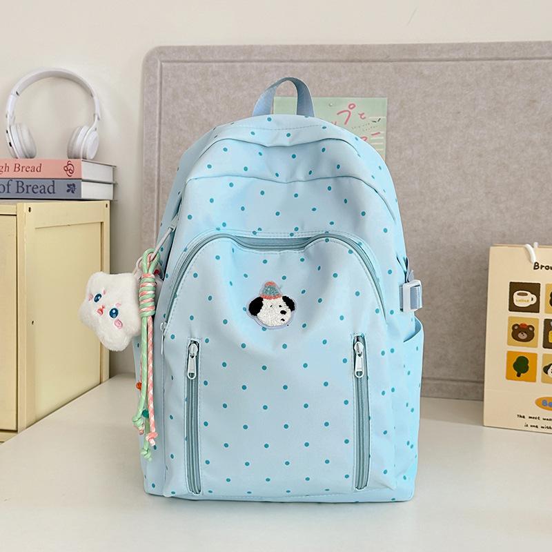 School bag schoolbag ins style versatile high value polka dot Korean girl light first big travel backpack