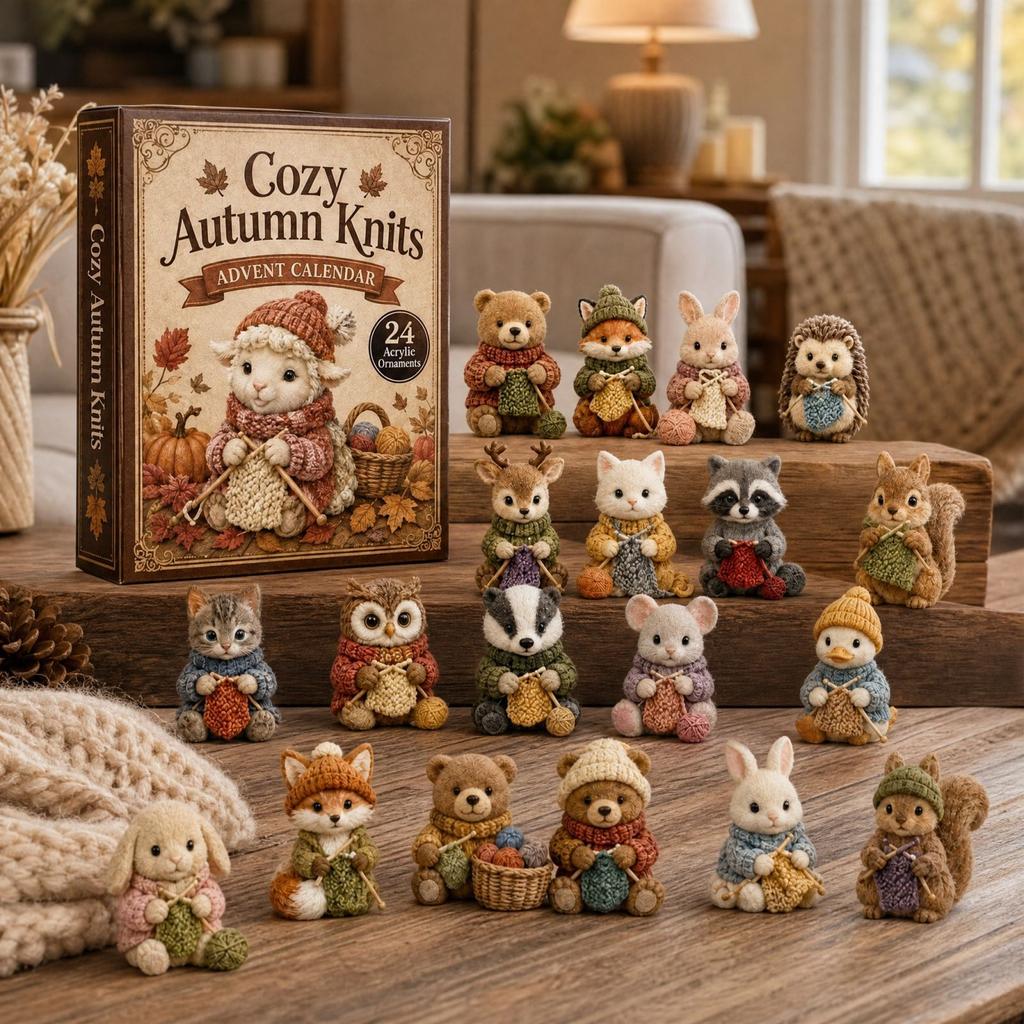 Christmas Advent Calendar - Knitting Figure, Cute Collectible Holiday Surprise Toy