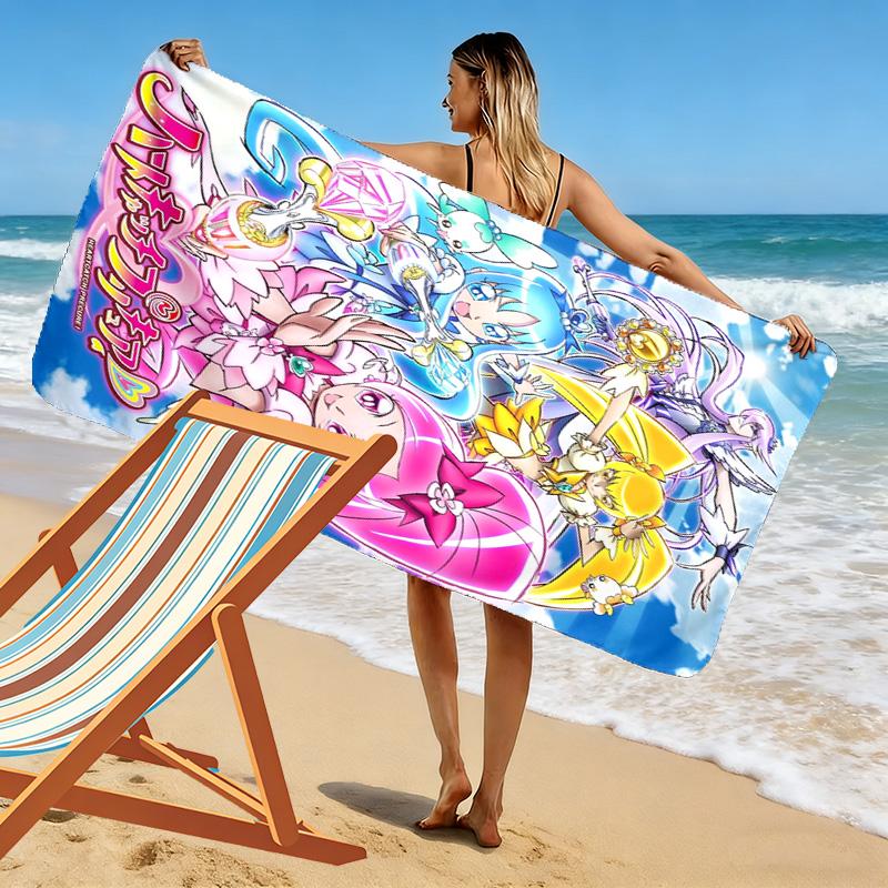 Hidden Key Precure Print Beach Towel, Large Soft Quick Dry Towel for Beach Camping Swimming