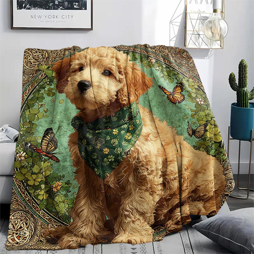 Koc Flanelowy z Nadrukiem Psów, Wysokiej Jakości, Wygodny na Wszystkie Pory Roku, Wystrój Domu, Ciepło i Komfort, Idealny na Prezenty Świąteczne