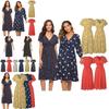Women Neck V Boho Floral Midi Dress Short Sleeve Summer Beach Sundress Casual